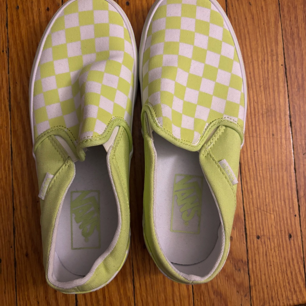 Vans Green Checkerboard Slip-On Sneakers